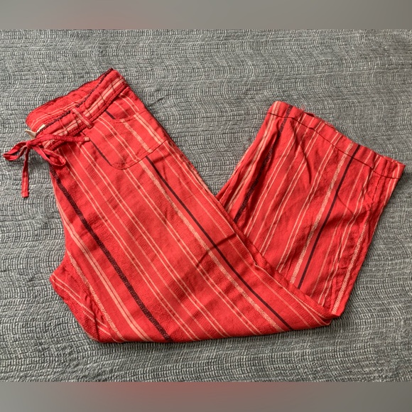 3/$30 Lagaci Women Wide Leg Striped Cotton Blended Pant Size Large - Picture 1 of 14